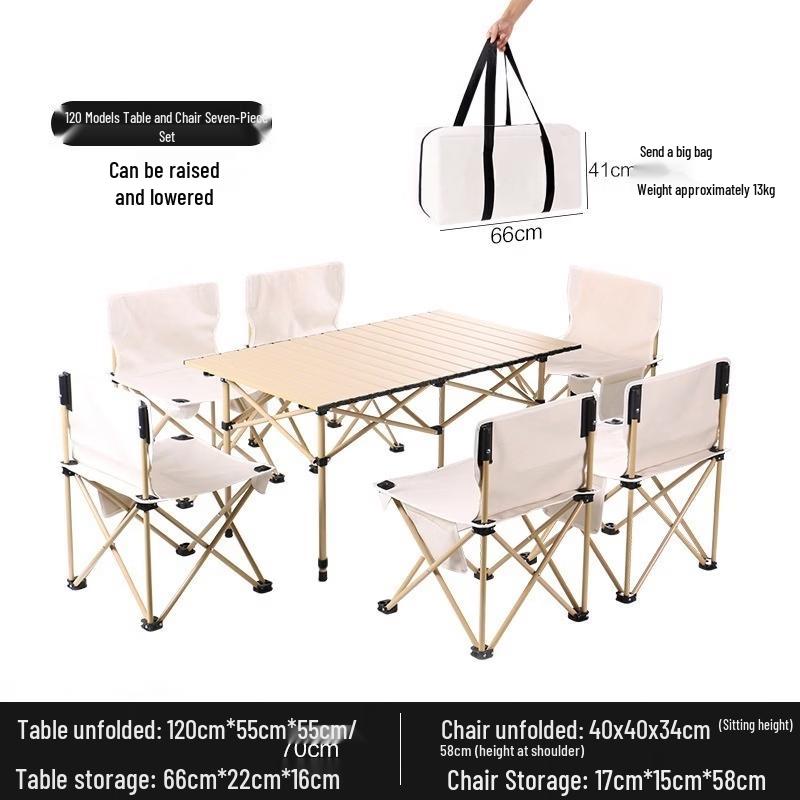 ZISIZ Aluminum Alloy Roll-up Picnic Table & Chair Set