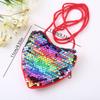 High Quality Mini Cute Kids Tote Bag Decorative Heart Shape Sequin Bag Princess Shiny Kids Funny Shoulder Bag