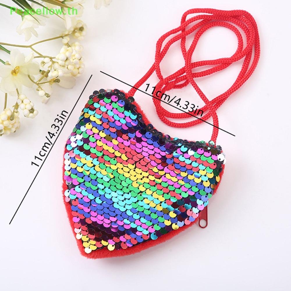 High Quality Mini Cute Kids Tote Bag Decorative Heart Shape Sequin Bag Princess Shiny Kids Funny Shoulder Bag