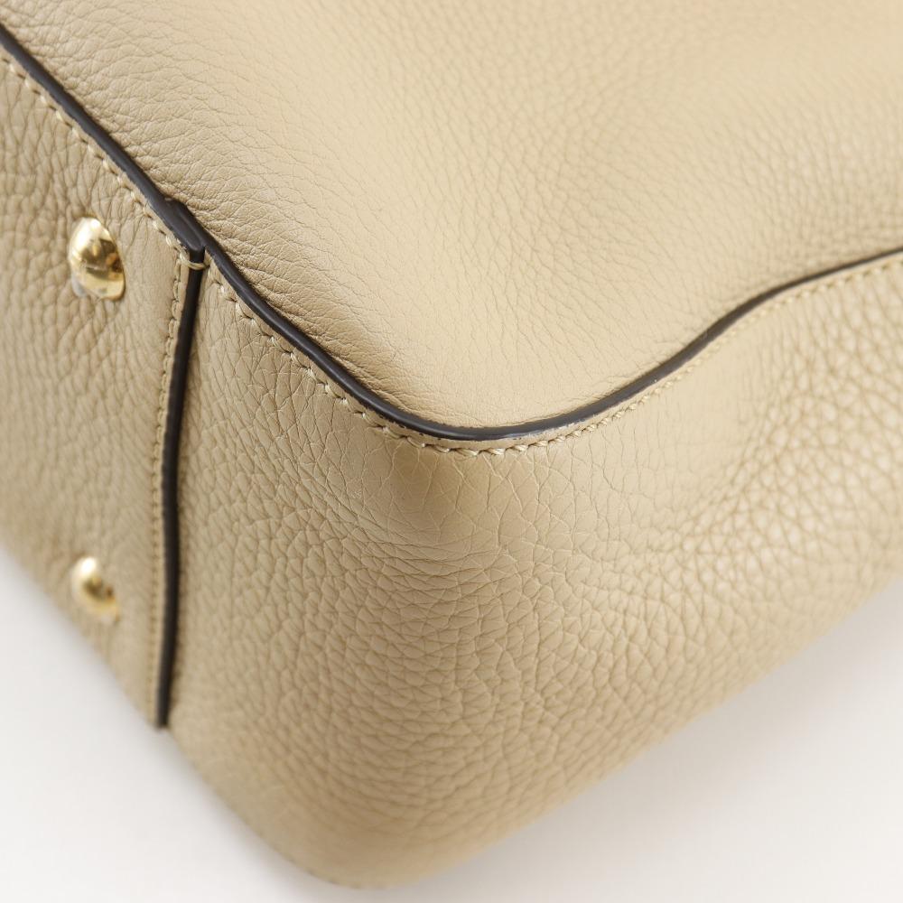 FENDI FF Tote Small Handbag 8BH367 2WAYShoulder beige Calfskin Women Used