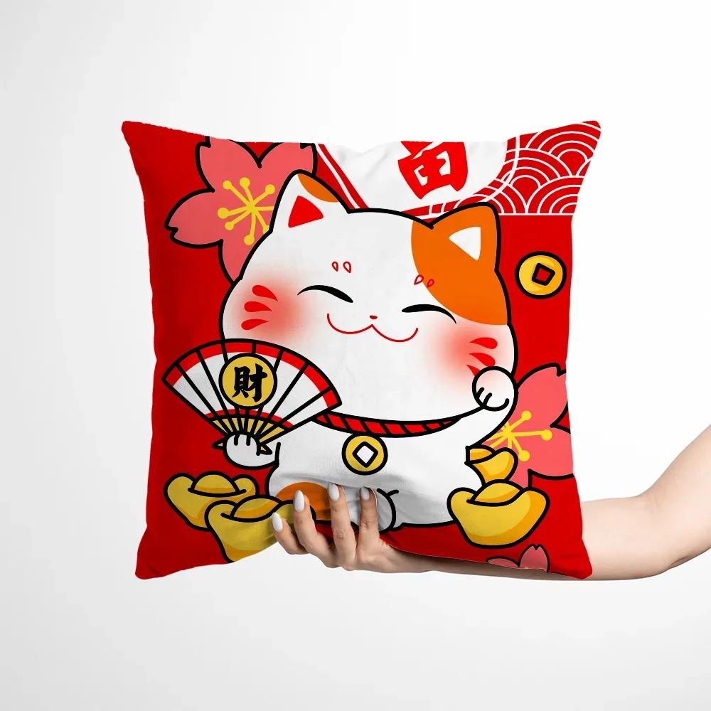Decorative Cushions for Sofa Pillow Cover Fortune Cat Twin Size Bedding Cushion Cover Bedroom Decoration Living Room