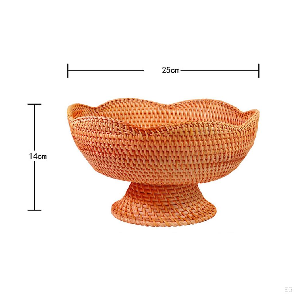 Rattan Basket Fruit Bowl Decoration Food Bread Storage Tray for Kitchen