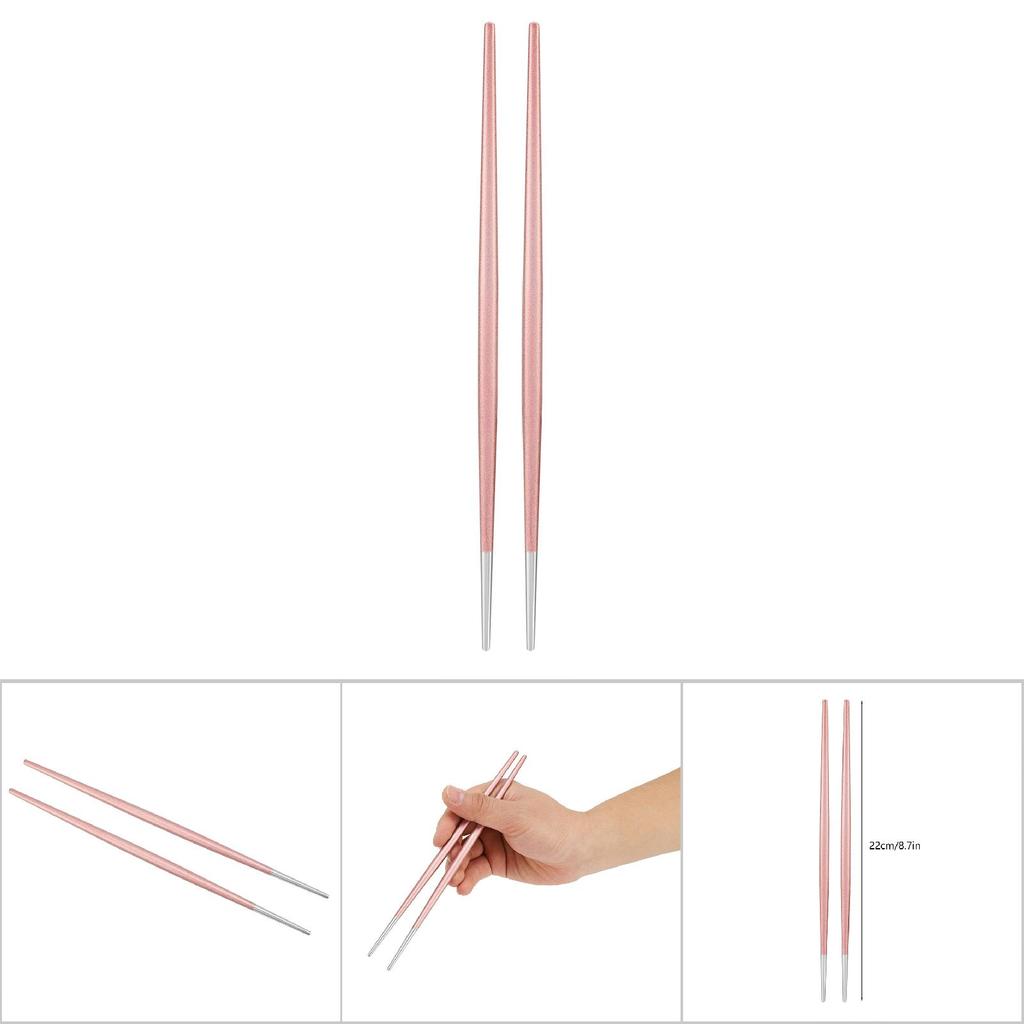304 Rostfritt Stål Ätpinnar Japanska Sushi Ätpinnar Servisset(Rosa Silver)