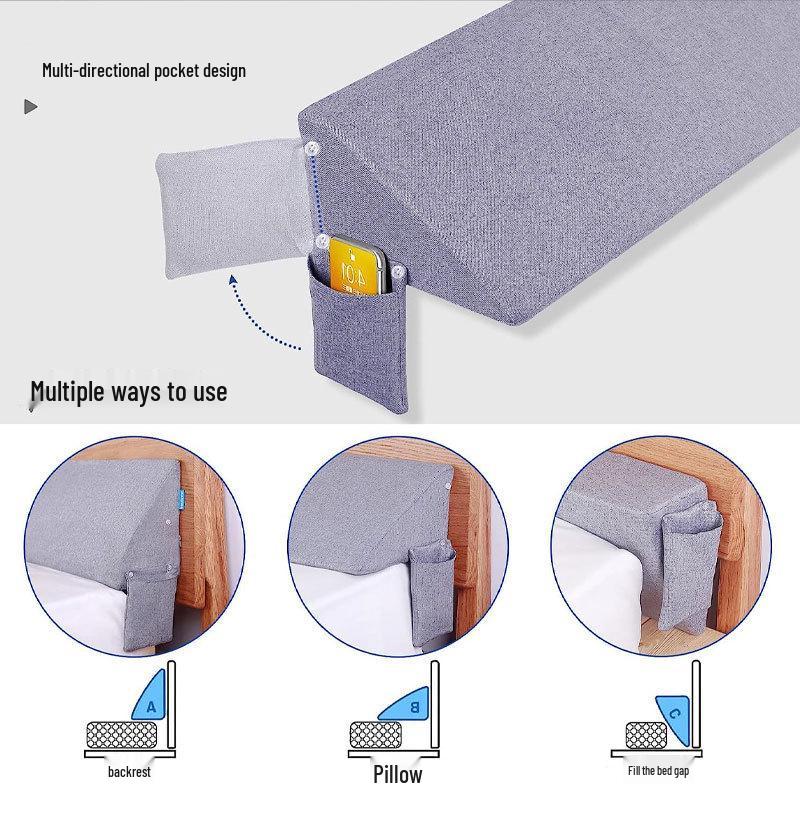 Detachable and Washable Triangle Wedge Pillow: Lumbar Support & Bedside Backrest for Reading