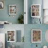No-Drill Bathroom Shelf & Storage Cabinet - Wall Organiser for Bathroom Essentials, Makeup, Skincare with 2 Doors, 32 X 40.5 X 13cm (White, 3 Layer)