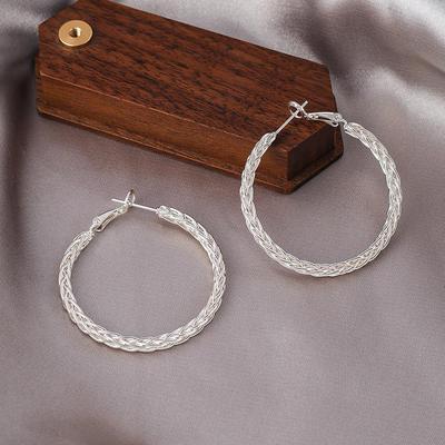 Exaggerated Twist Hoop Earrings: Unique Large Woven Wheat Design for Women
