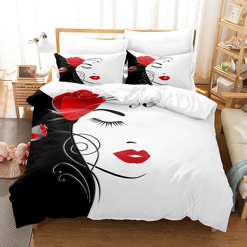3D Luxury Bedding Set Girls' Printed Down Duvet Cover Pillowcase 2/3 Pieces AU140 * 210 Full Size Quick Drying Soft Home Textile with Zipper