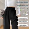 Women's Black High-Waisted Wide-Leg Suit Trousers