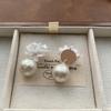 Geometric Flower Pearl Stud Earrings Retro Loose French Elegant Fashion Niche Minimalist Premium Earrings