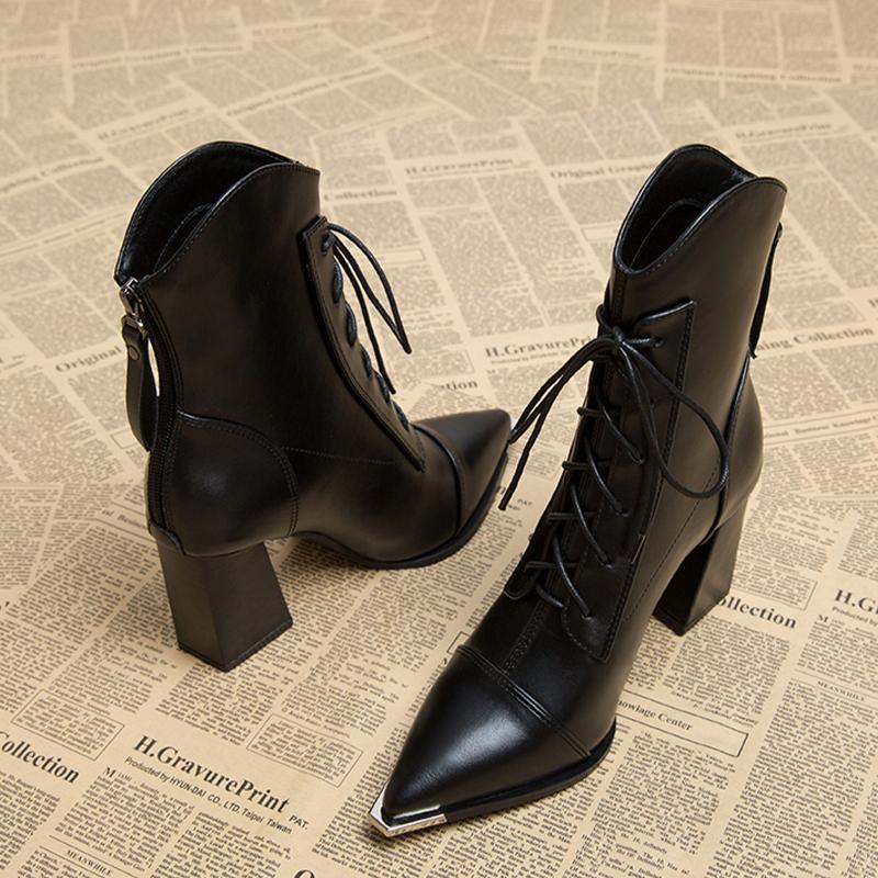 Quality Women's Ankle Boots Pointed Toe High Heels Shoes for Woman Luxury Dress Winter Boots 2026 New Pumps Mujer Chelsea Botas