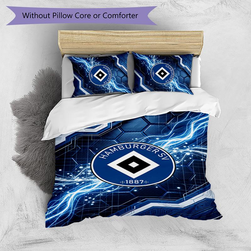 Set Lenzuola Stampato Calcio Hamburger SV 3 Pezzi, Comodo Set Copripiumino per Camera da Letto Amico della Pelle