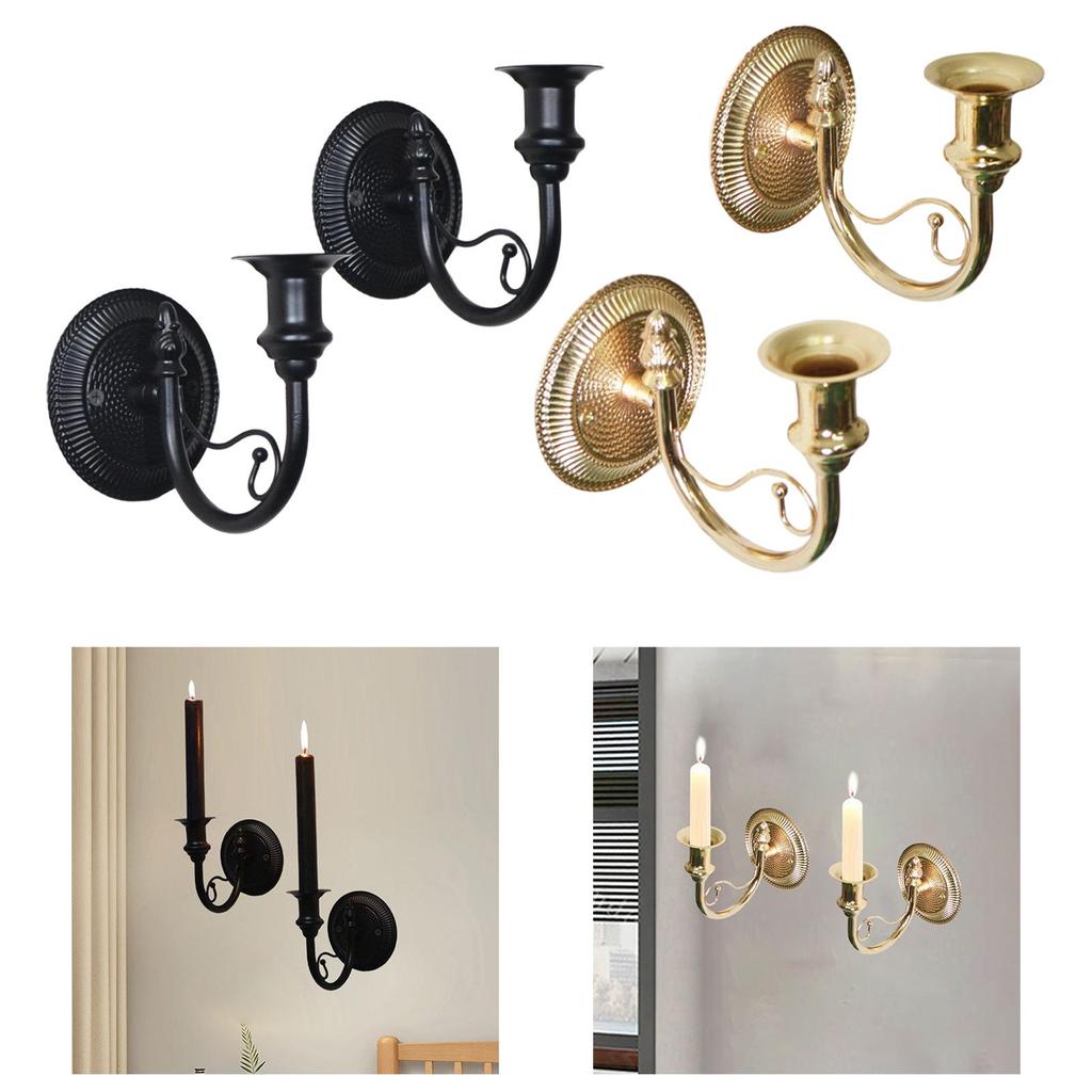 2 Pieces Candle Sconces Candlestick Holder Wall Mount Wall Decor Retro for Sticks Candles for Farmhouse Fireplace Dining Room