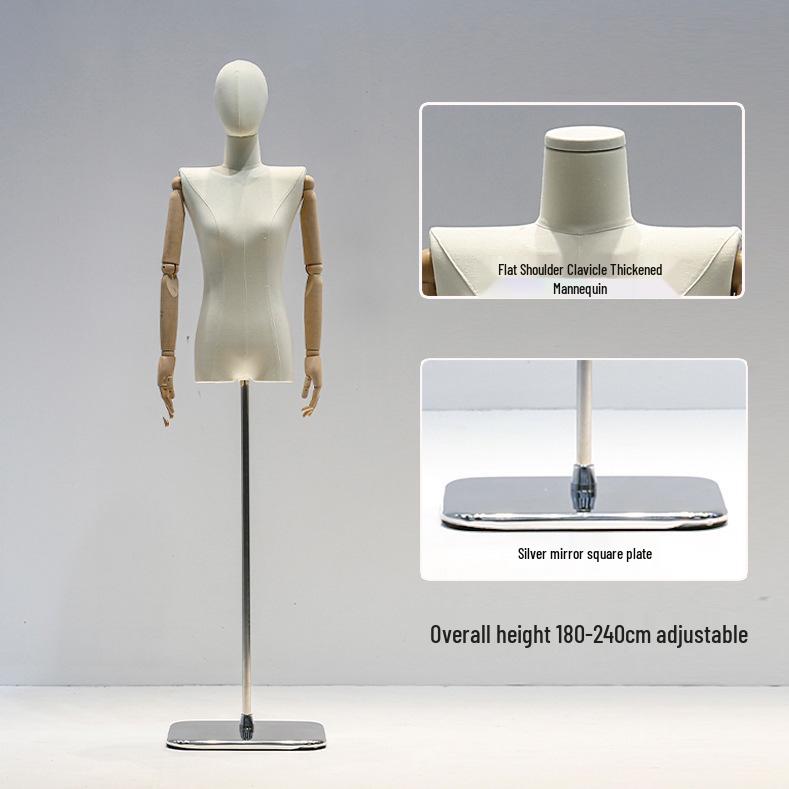 Korean Style Women's Clothing Display Mannequin with Flat Chest and Square Shoulders