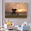 Kreatywny słoń morze zachód słońca Modern Art Home Decoration obraz na płótnie Wall Art obraz dekoracja ścienna w tle