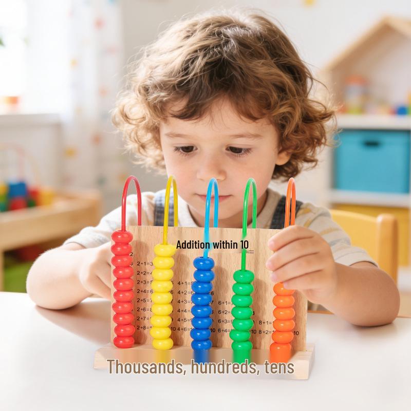 Montessori Five-Tier Abacus: Three-Digit Frame for Early Education Math Teaching - Grades 1 & 2