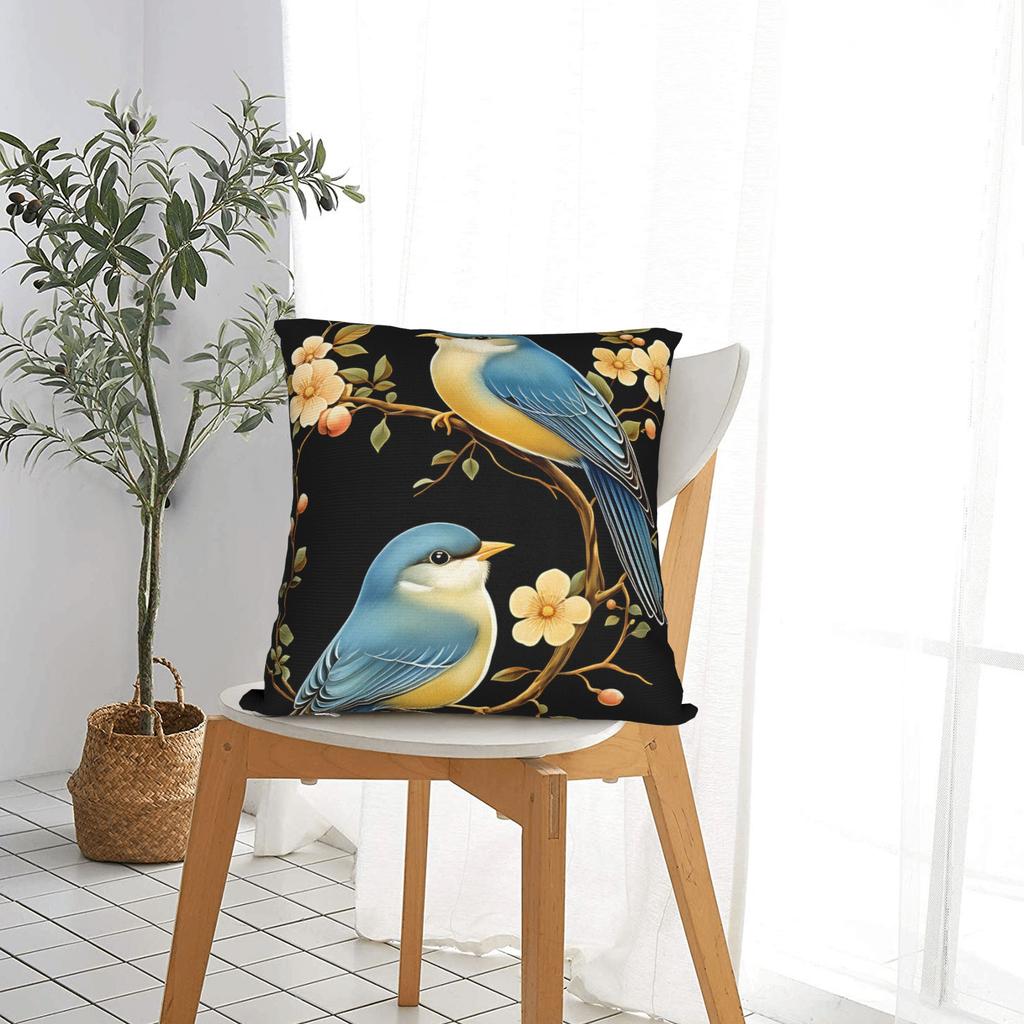 Flowers And Birds Pillow Cover Square Cushion Cover Novelty Pillow Case For Office Car Home Decor