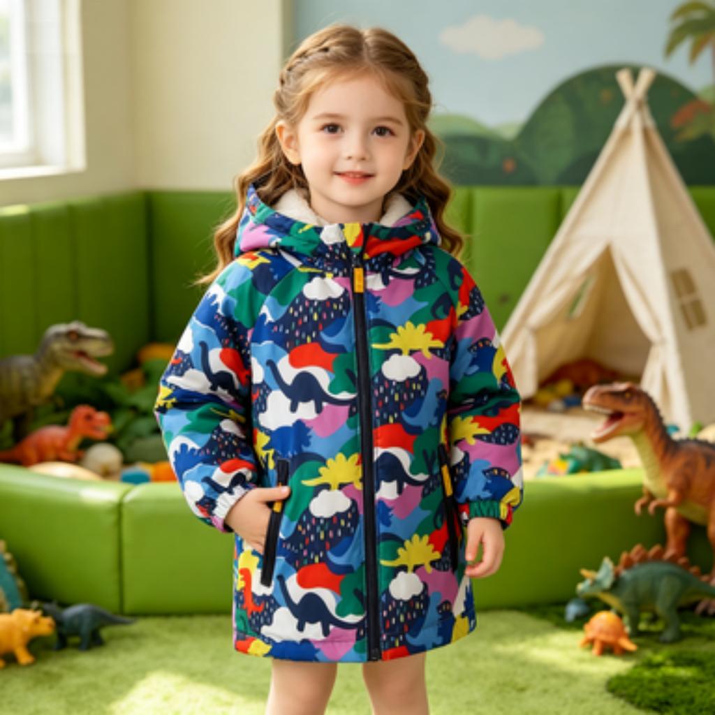 Girls Long Sleeve Zip-Up Hooded Cardigan Jacket Outerwear for