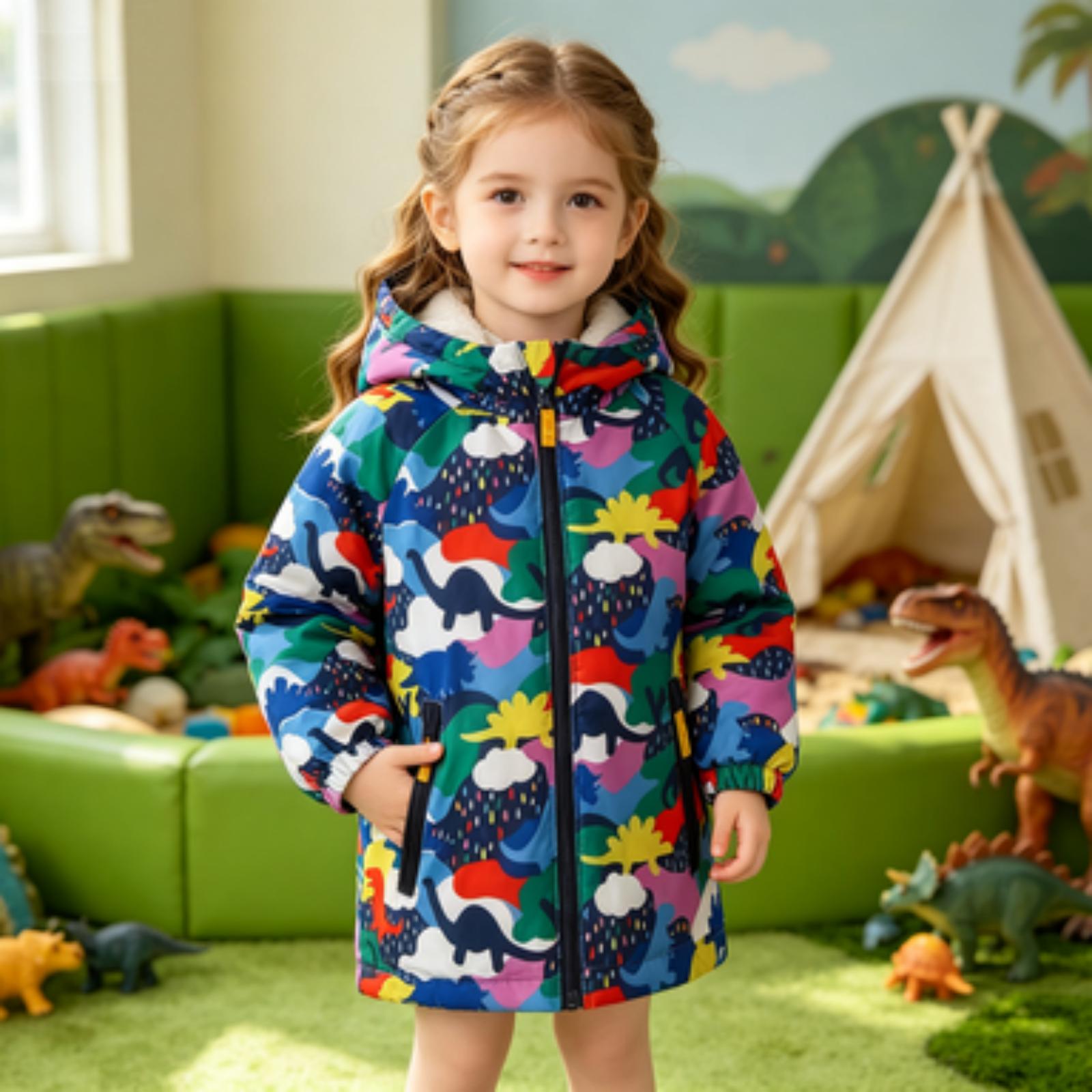 Girls Long Sleeve Zip-Up Hooded Cardigan Jacket Outerwear for 110