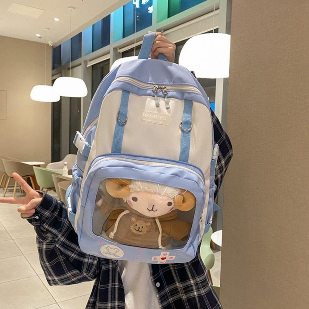 Transparent Students Backpack Multi Pocket Double Shoulder Bags Large Capacity School Bag  College