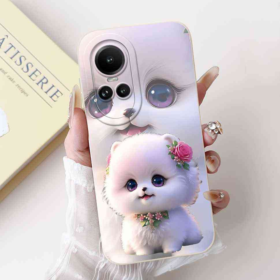 For Oppo Reno10 5G CPH2531 Case Luxurious Rose Cute Rabbit Soft Silicone Cover For Reno10 Pro 5G CPH2525 6.7" Global Phone Shell