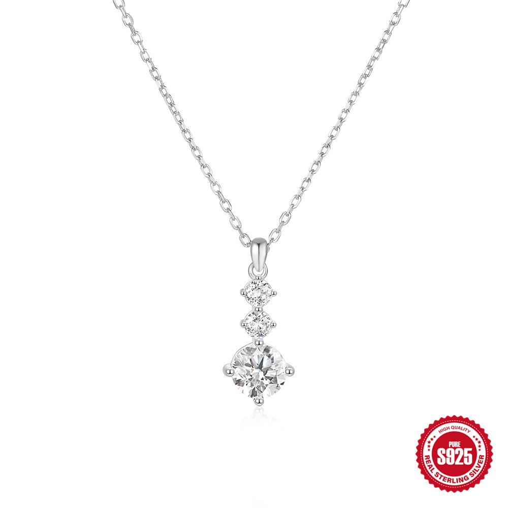 

S925 Sterling Silver Classic Size Four-Claw Diamond Women S Wedding Pendant Premium Necklace Wedding Bridal Accessories 925 Silver белого золота