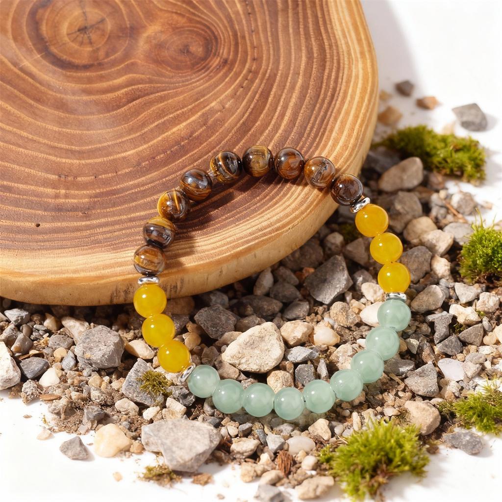 Festive Gifts Tiger Eye Yellow Agate Green Aventurine Beaded Bracelet Natural Fashion Jewelry For Men Women Daily Wear Gift