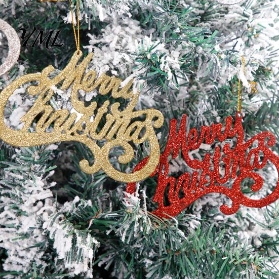 Store Window Holiday Decor Merry Christmas Letter Sign for Tree, Glitter Plastic Hanging Gift Packaging Accessories Ornaments, Sparkling Letters