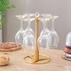 Inverted Glassware Organizers With Rustproof Coating Wooden Metal Wine Glass Rack Compacts Kitchen Space Management