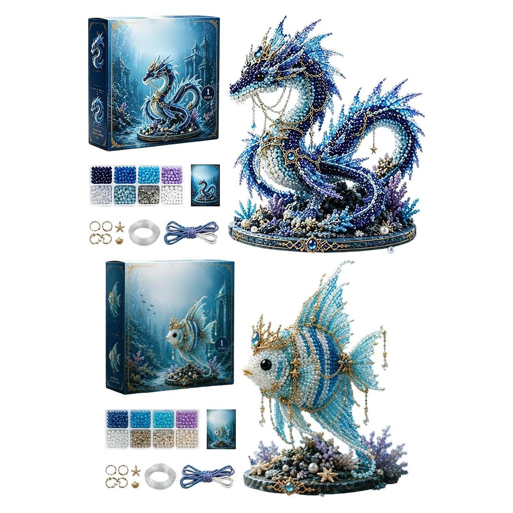 Bead Kits for Adults Sea Animal Making Craft Beads 3D Desk Decor for Beginners Kids Girls Boys Adults Birthday Holiday Party Art