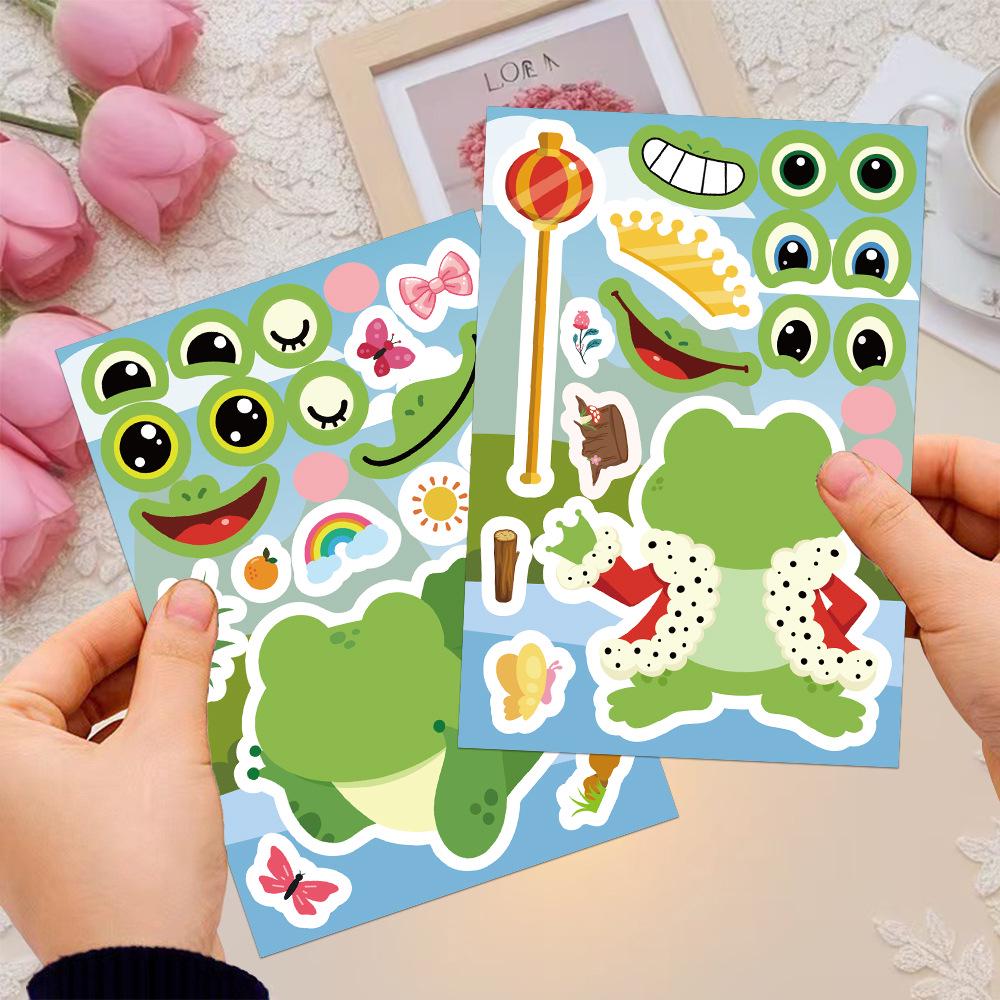 8-Sheet Frog Cartoon Sticker Set: Fun, Simple Collage for Phone Cases, Notebooks, and Journals
