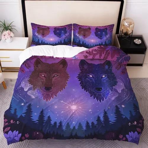 

Wolf Duvet Cover Duvet Cover With Wolf Pattern Suitable For Children Boys Girls And Adults Soft Warm Comfortable And Breathable EU Double(200*200cm)3pcs