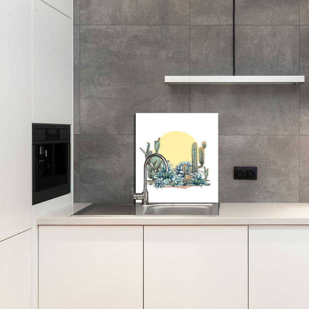 PANEL SZKLANY DO KUCHNI 60x65 Kaktus