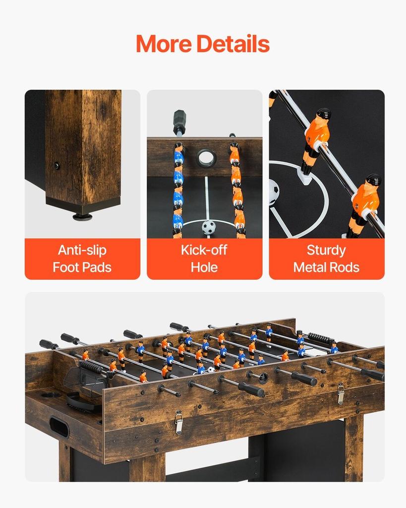 137.1cm Air Hockey Table 3-in-1 Air Powered Combo Table Foosball Ping Pong