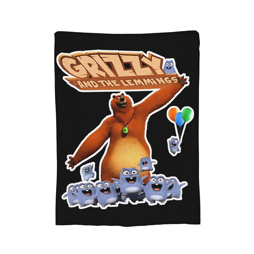Coperta Grizzly e Lemming Cartone Animato Lana Novità Traspirante Plaid per Letti Soggiorno Primavera/Autunno,