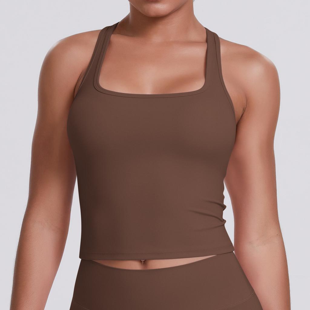 Solid Color I-shaped Brushed Beautiful Back Vest Women's Tight-fitting Quick-drying Sports Running Fitness Top Yoga Clothes