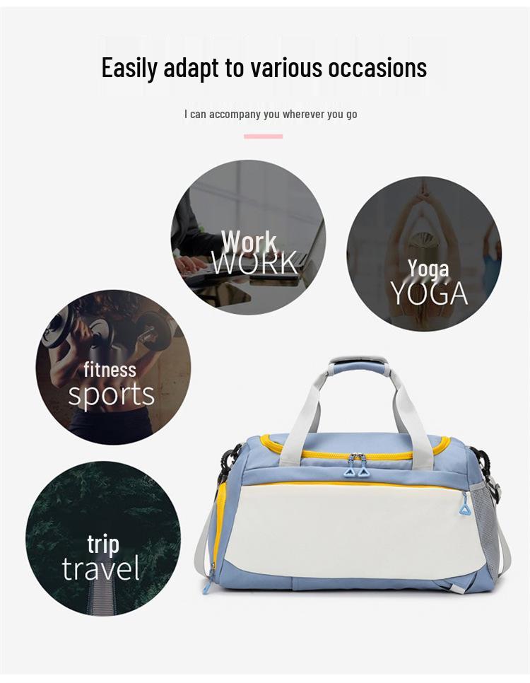 Multifunctional Travel Handbag with Wet/Dry Separation, Large Capacity, Shoe Compartment, and Double Shoulder Straps for Fitness and Storage