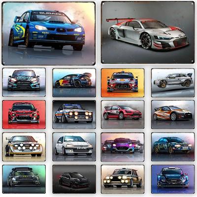 Cool Race Car Vintage Metal Poster Modern Sport Car Retro Tin Sign Auto Club Wall Art Decoration Plaque for Home Decor