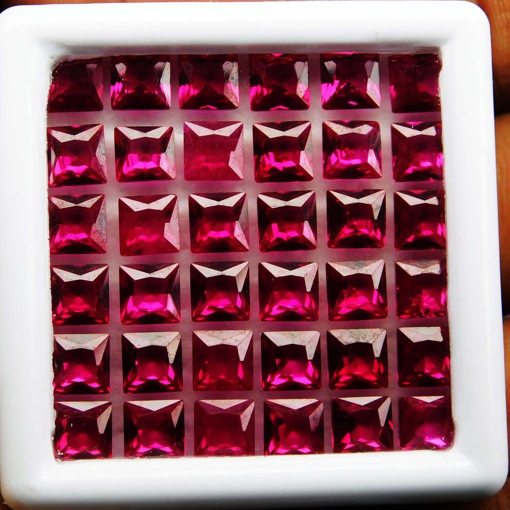 NATURAL Red RUBY Loose Gemstone 24 PCS Square Shape Lot