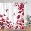 Watercolour Floral Print Shower Curtain Gorgeous Floral Rustic Flower Polyester Fabric Shower Curtains Bathroom Decor with Hooks