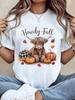 100% Cotton Thanksgiving Graphic Wounisex T Shirt Howdy Fall Highland Cow Happy Thanksgiving Autumn Vibes Fall T-Shirt
