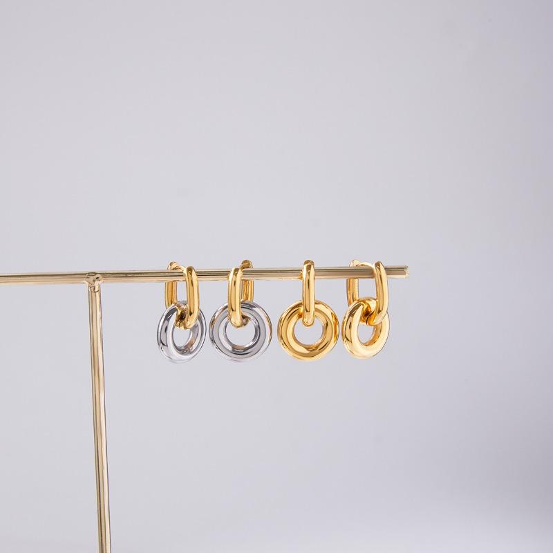 Titanium and Steel Double-loop Earrings - Luxurious and High-end Ear Studs for Women, Made of Stainless Steel, As A Piece of Jewelry.