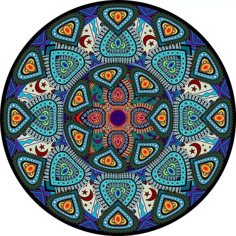 Retro Persian Style Round Area Rug Bohemian Floor Mat Living Room Bedroom Office Chair Sofa Coffee Table