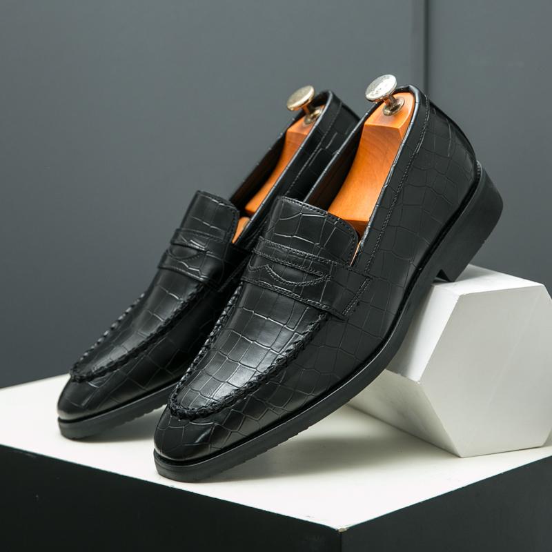 Classic Men's Casual Loafers Driving Shoes Moccasin Fashion Male Comfortable Wedding Leather Shoes Men Business Black Dress Shoe