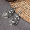 Bohemian Style Hand Carved Heart Hollowed Hook Earrings Women's Fashion Vintage Design Banquet Anniversary Silvery Jewelry Gifts