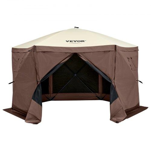 VEVOR Pop Up Gazebo Tent, Pop-Up Screen Tent 6 Sided Canopy Sun Shelter with 6 Removable Privacy Wind Cloths & Mesh Windows