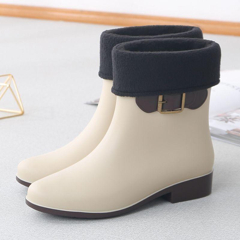 Waterproof Mid-Calf Rain Boots for Women Luxury Boots Warm & Durable Adult Female Waterproof Footwear with Anti-Slip Sole