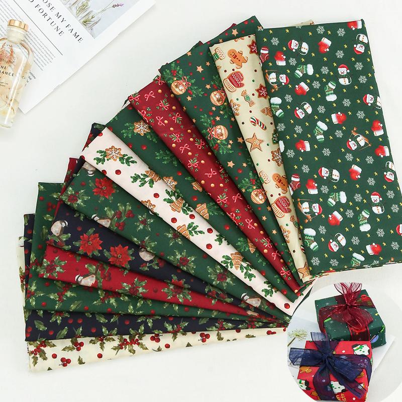 150x50/200cm Christmas Printing 100% Polyester Fabric Making Christmas Gift Wrapping Tablecloths New Year Home Decor Cloth