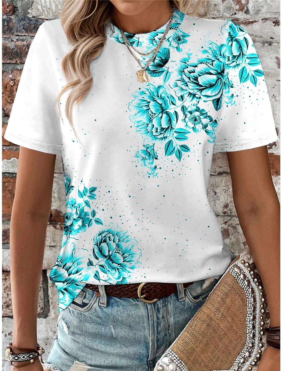 

Летняя мода Цветочный 3D принт Футболки Женская уличная одежда Harajuku Повседневная Y2k футболка с коротким рукавом Футболки с круглым вырезом Топы Одежда 8XL