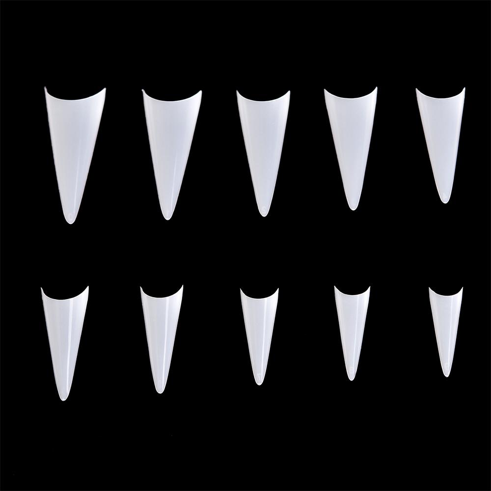 kads Špičaté poloviční krycí špičky na nehty Nail Art White Nature Clear 500ks 10 velikostí Nástroje na prodloužení manikúry na falešné nehty