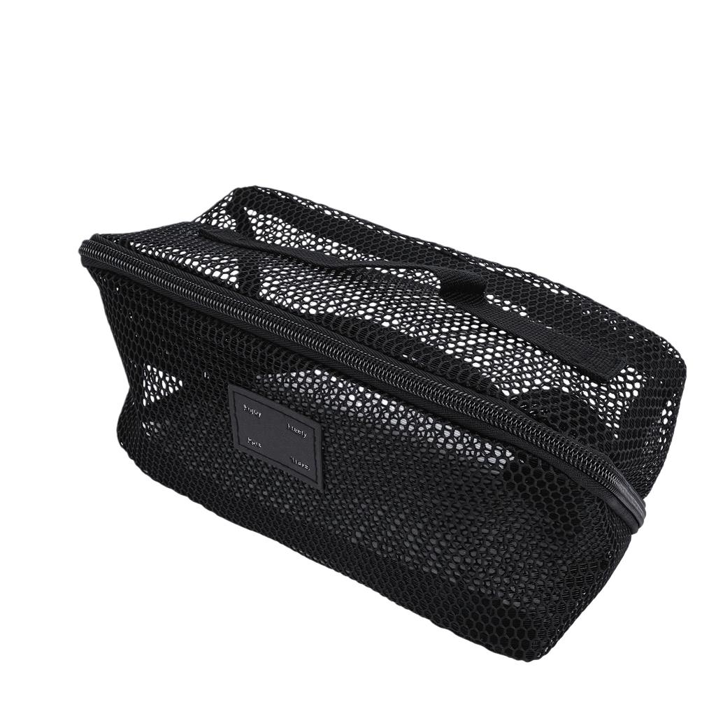 Mesh Makeup Bag Large Capacity Open Flat Toiletry Bag Travel Organizing   Pouch for Women